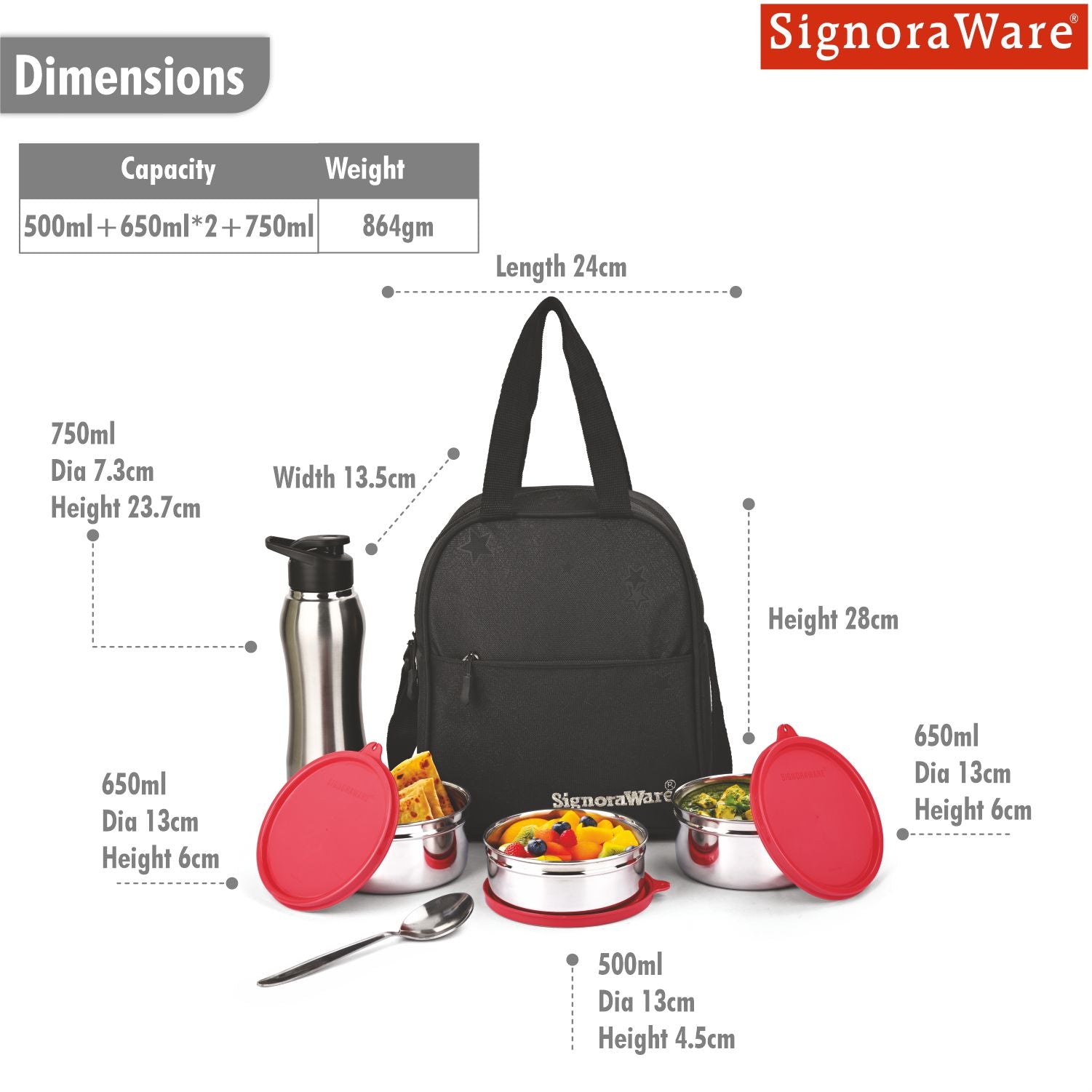 Fusion Big Steel Lunch Box with Sipper