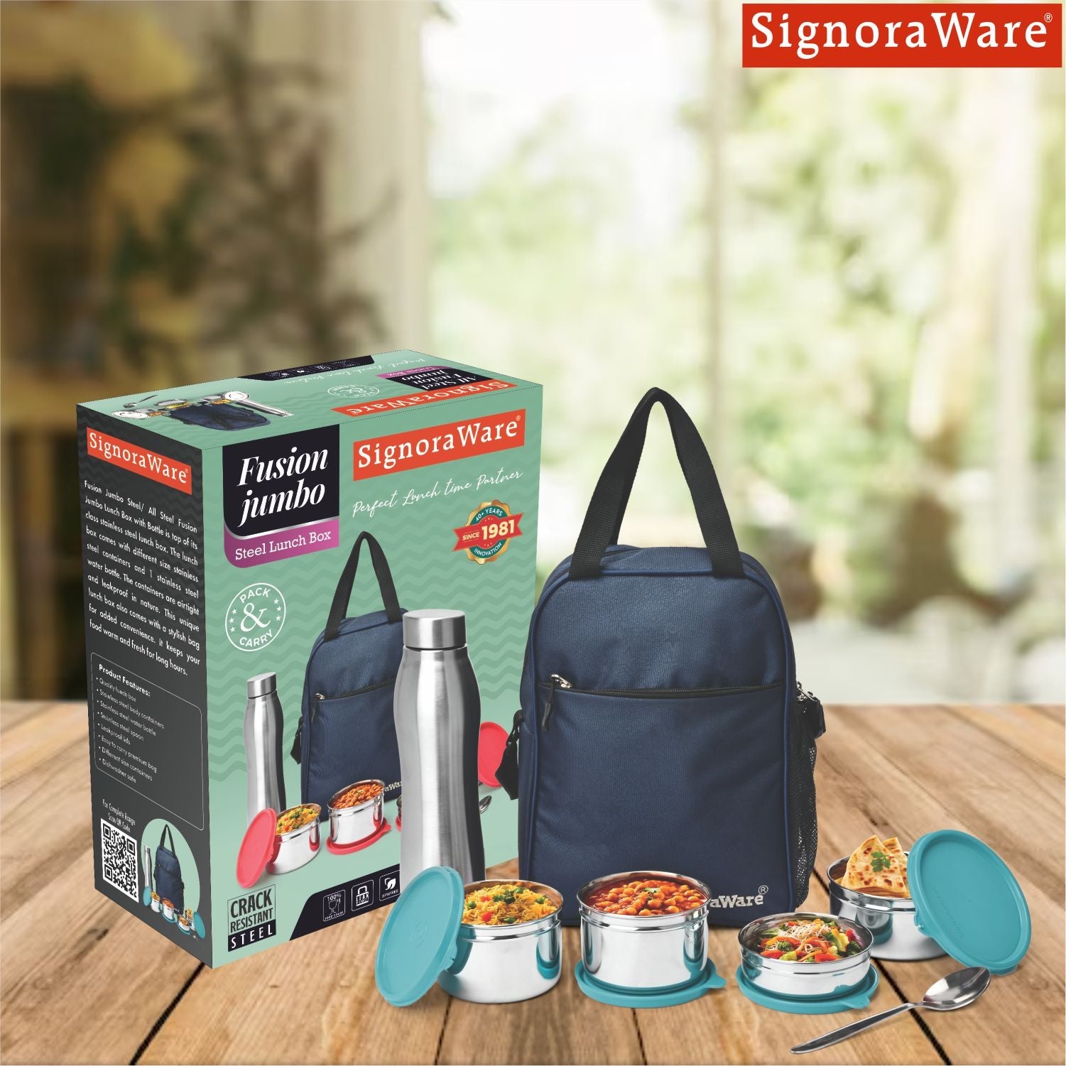 Fusion Jumbo Steel Lunch Box