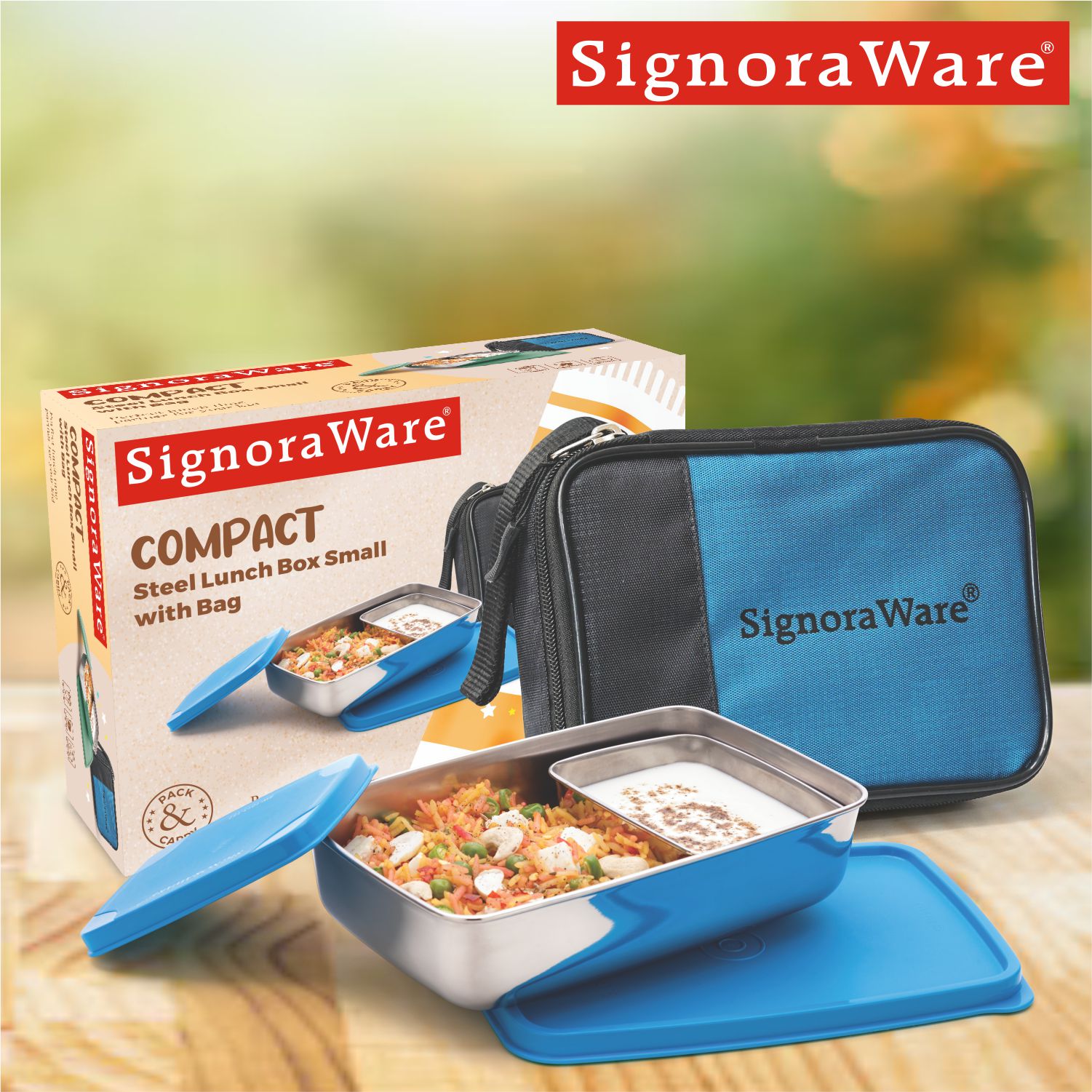 Compact Steel Lunch Box (Small) with Bag
