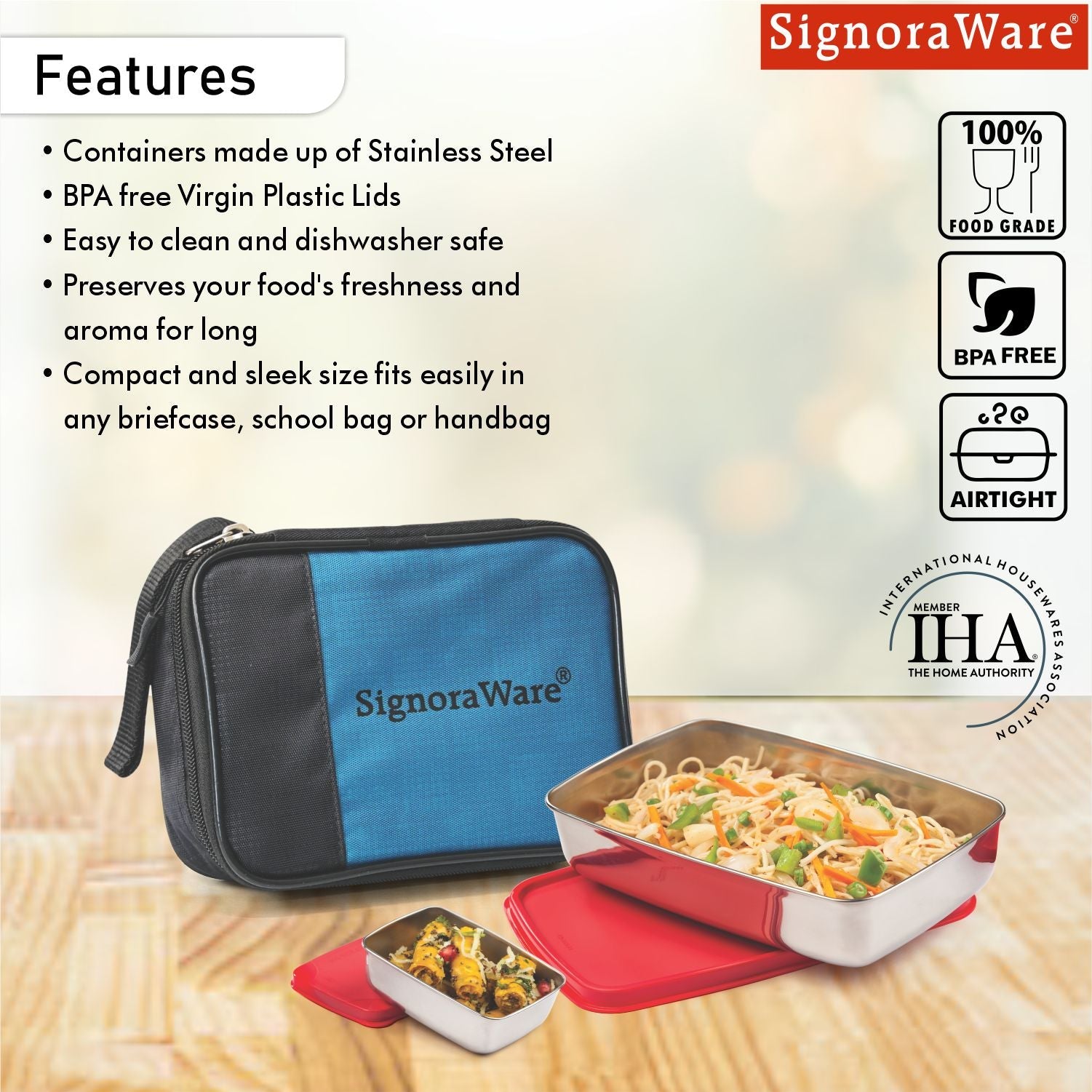 Compact Steel Lunch Box (Small) with Bag