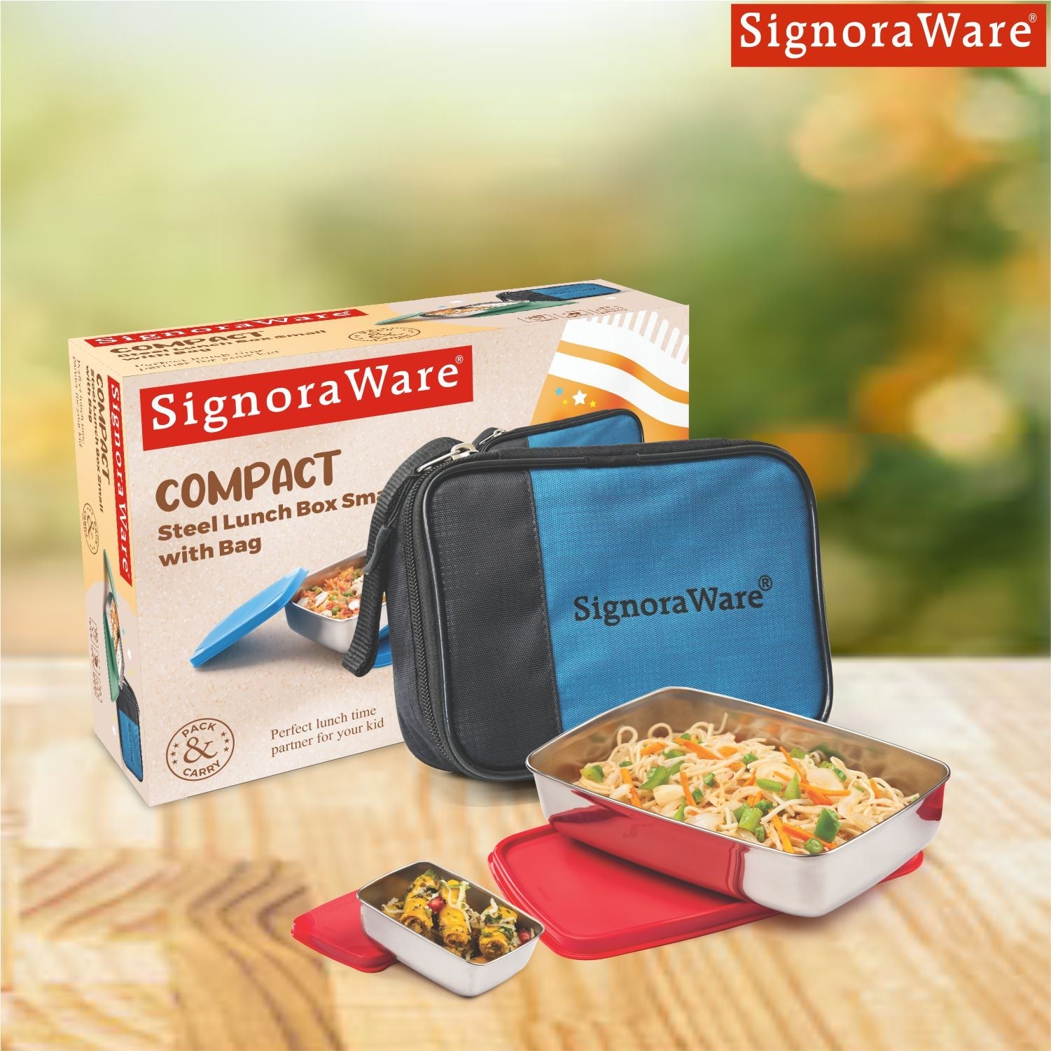 Compact Steel Lunch Box (Small) with Bag