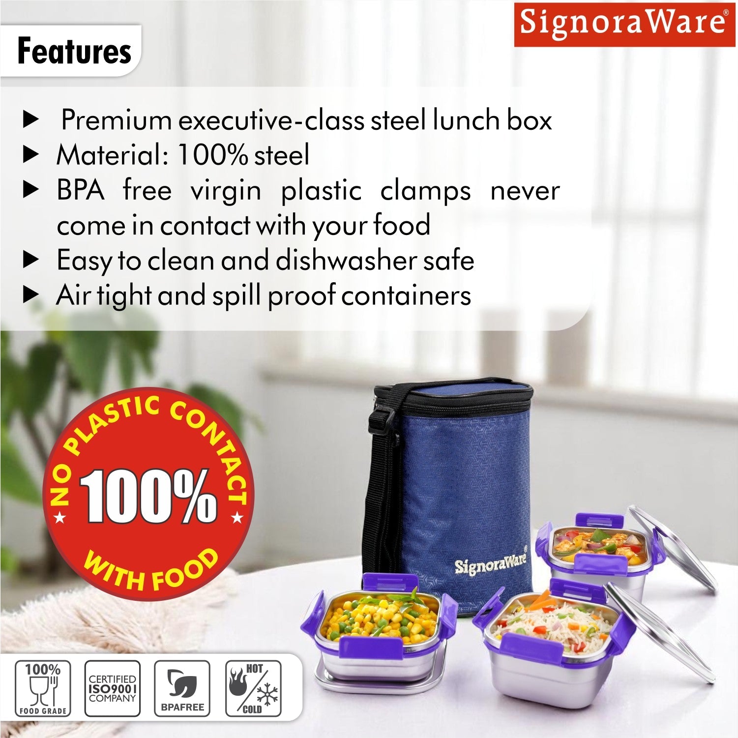 Director Squarex Steel Lunch Box