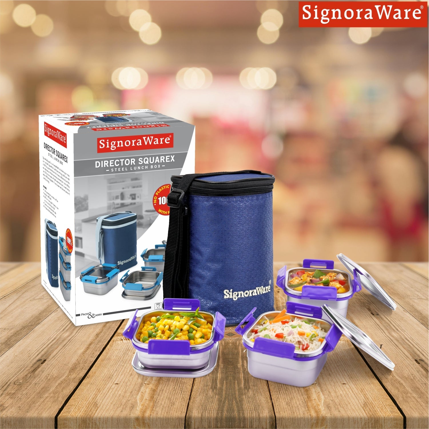Director Squarex Steel Lunch Box