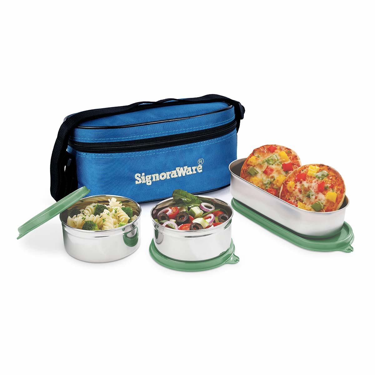 Double Decker Special Steel Lunch Box, 350ml+350ml+650ml, Set of 3
