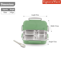 HappyMe Steel Lunch Box (3 Partition)