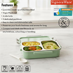 HappyMe Steel Lunch Box (3 Partition)