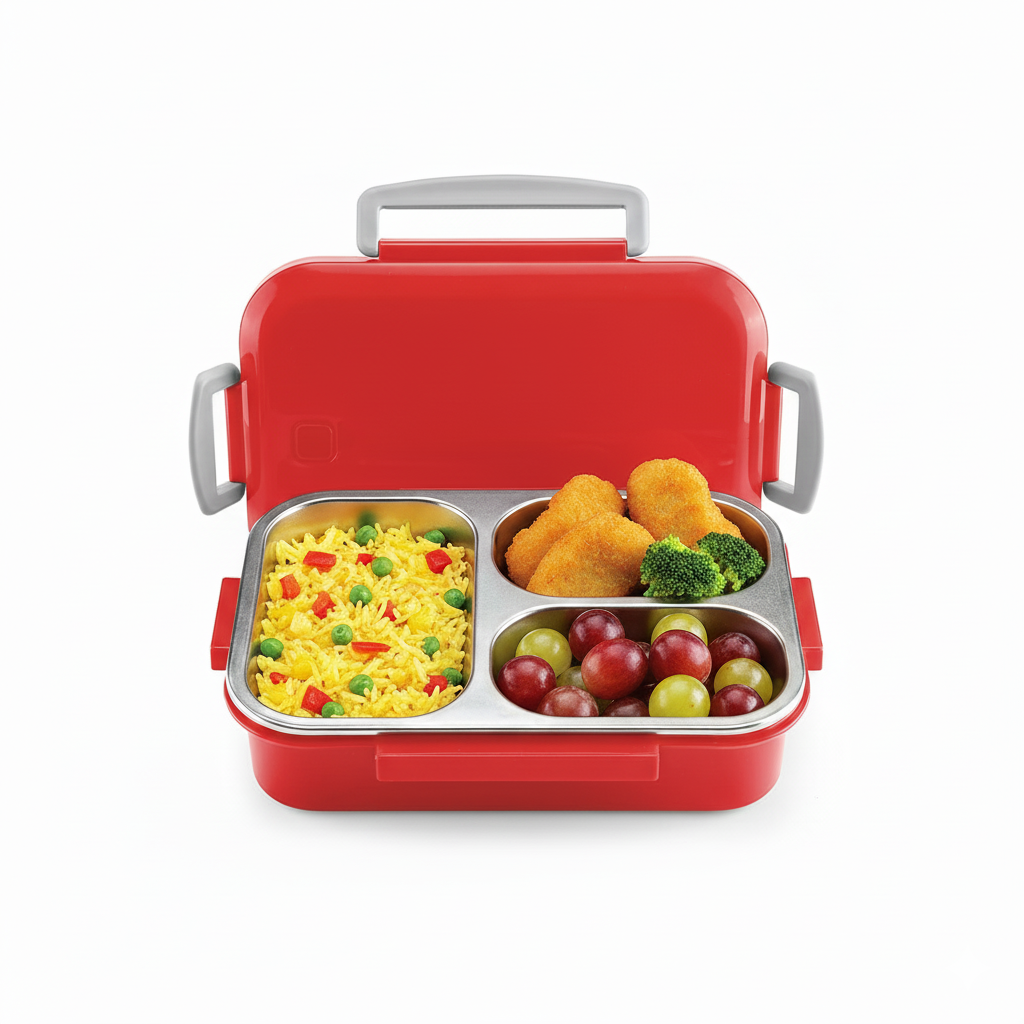 HappyMe Steel Lunch Box (3 Partition)