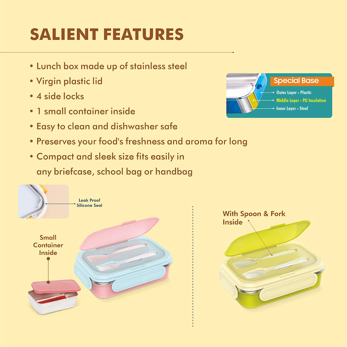 Bloom Steel Lunch Box with Small Steel Container