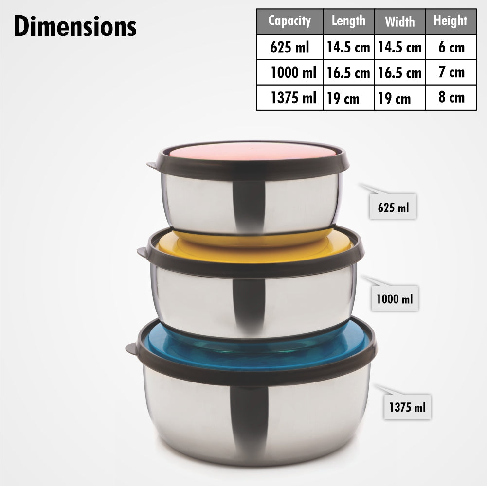 Elegant Bowl 625ml +1000ml+ 1375ml Set/3