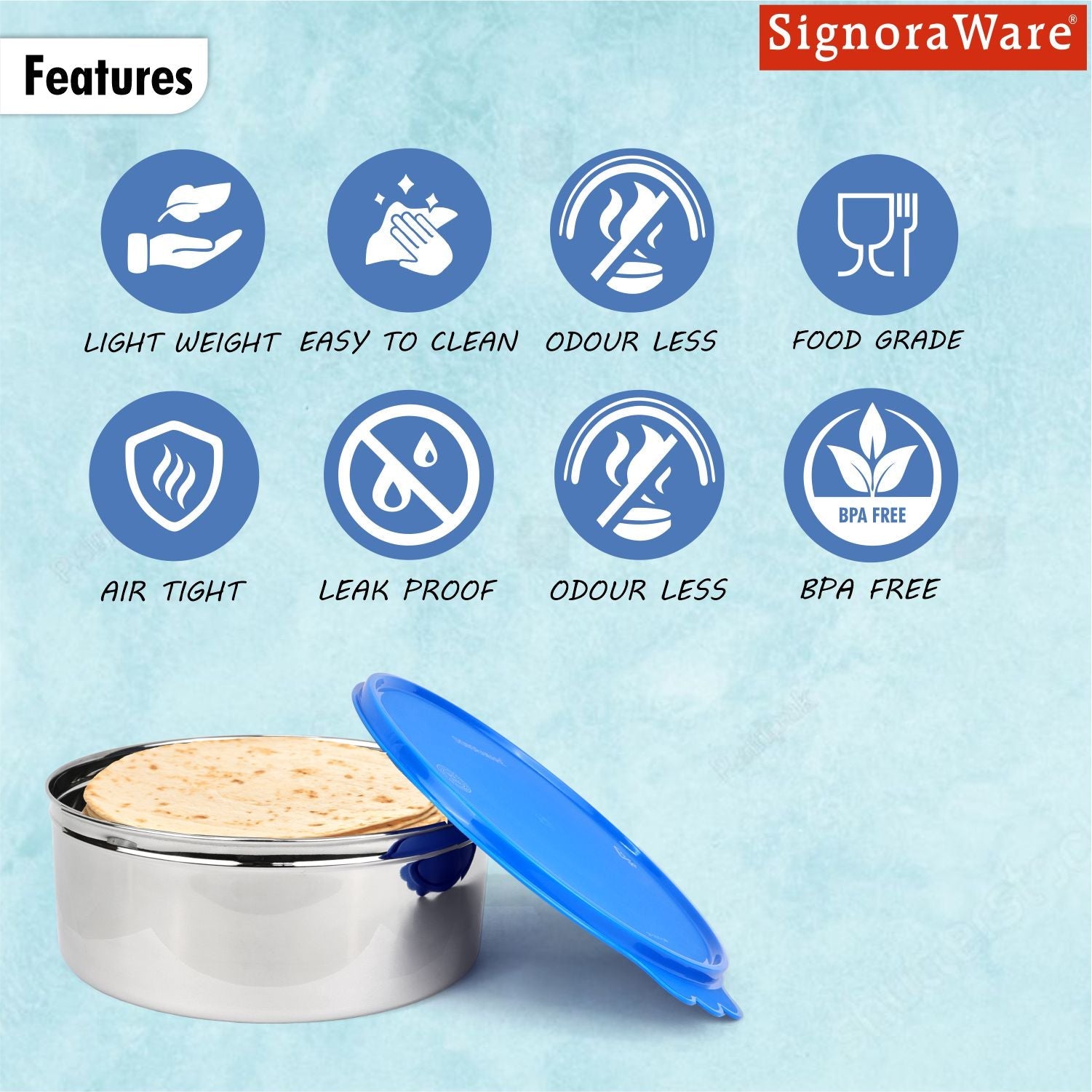 Khakra Box / Storage Jumbo Steel Container 3600 ml