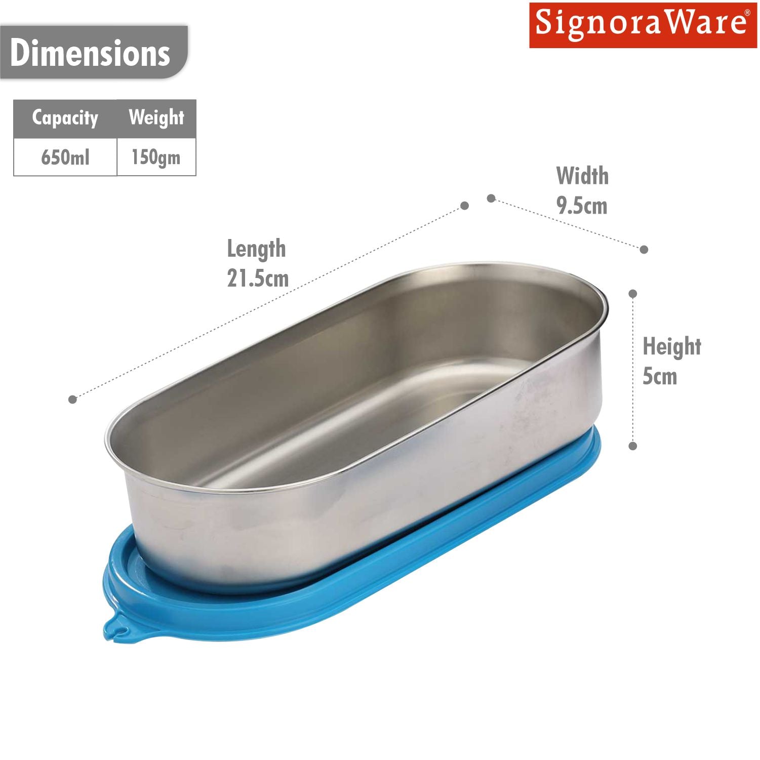 Flat Container Oval Steel 650 ml