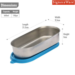 Flat Container Oval Steel 650 ml