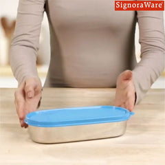 Flat Container Oval Steel 650 ml