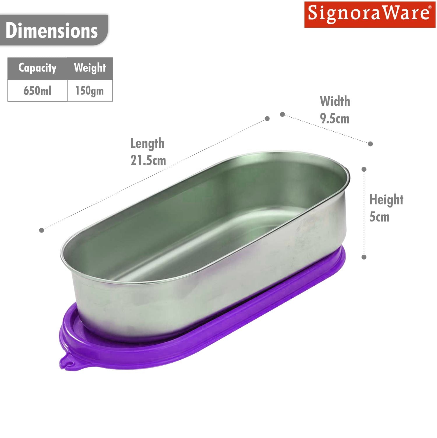 Flat Container Oval Steel 650 ml