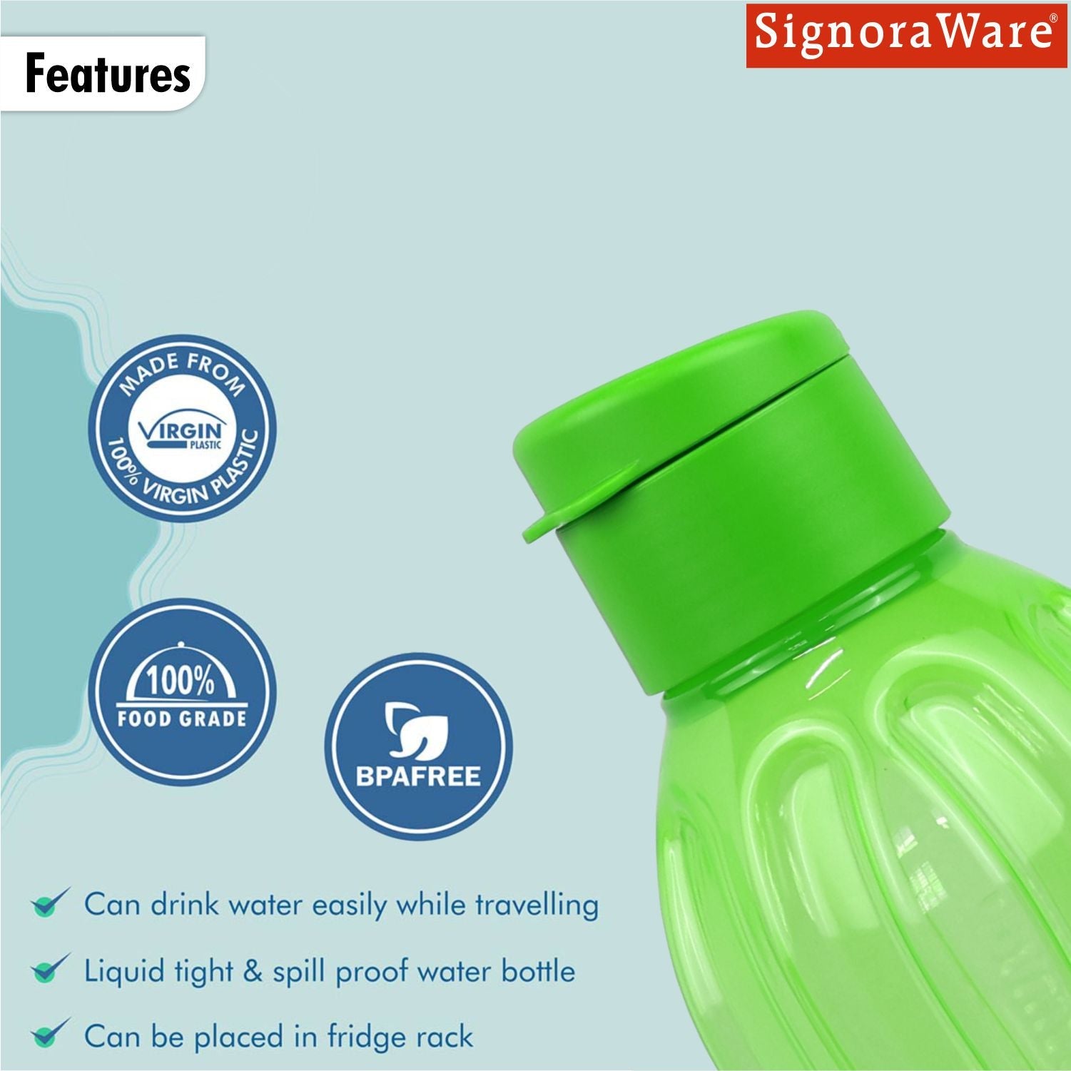 FlipTop Aqua Fresh Bottle 1 Litre (1 Piece)