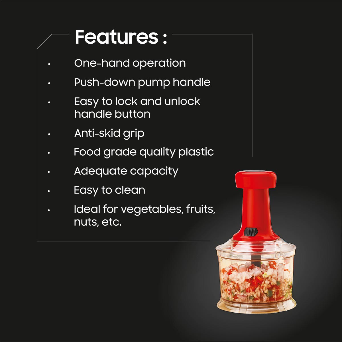 Chopmaster Chopper 800ml | Manual Vegetable Chopper with Varying Chopping Sizes | Hand Food Chopper with Stainless Steel Blade