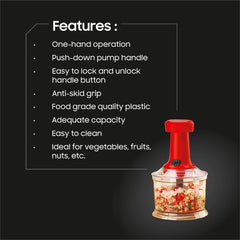 Chopmaster Chopper 800ml | Manual Vegetable Chopper with Varying Chopping Sizes | Hand Food Chopper with Stainless Steel Blade