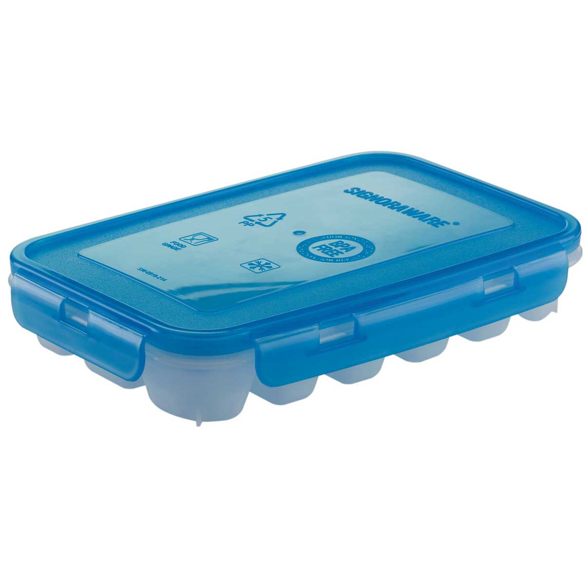 Ice Tray (18 Pcs.) | Ice Cube Trays with Airtight Locking Lids | Flexible 18-Ice Cube Trays with Spill-Resistant Removable Lid, for Cocktail, Freezer, Stackable Ice Trays with Covers