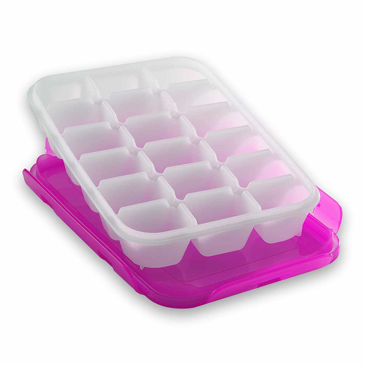 Ice Tray (18 Pcs.) | Ice Cube Trays with Airtight Locking Lids | Flexible 18-Ice Cube Trays with Spill-Resistant Removable Lid, for Cocktail, Freezer, Stackable Ice Trays with Covers