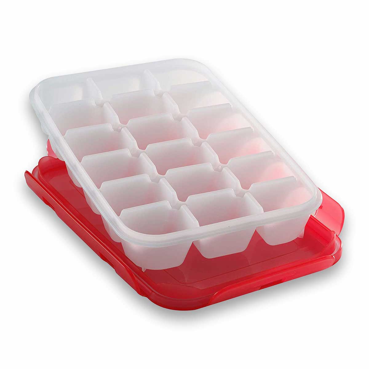 Ice Tray (18 Pcs.) | Ice Cube Trays with Airtight Locking Lids | Flexible 18-Ice Cube Trays with Spill-Resistant Removable Lid, for Cocktail, Freezer, Stackable Ice Trays with Covers