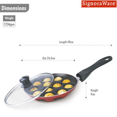 Appapatram Non-Stick 12 Craters with Glass Lid