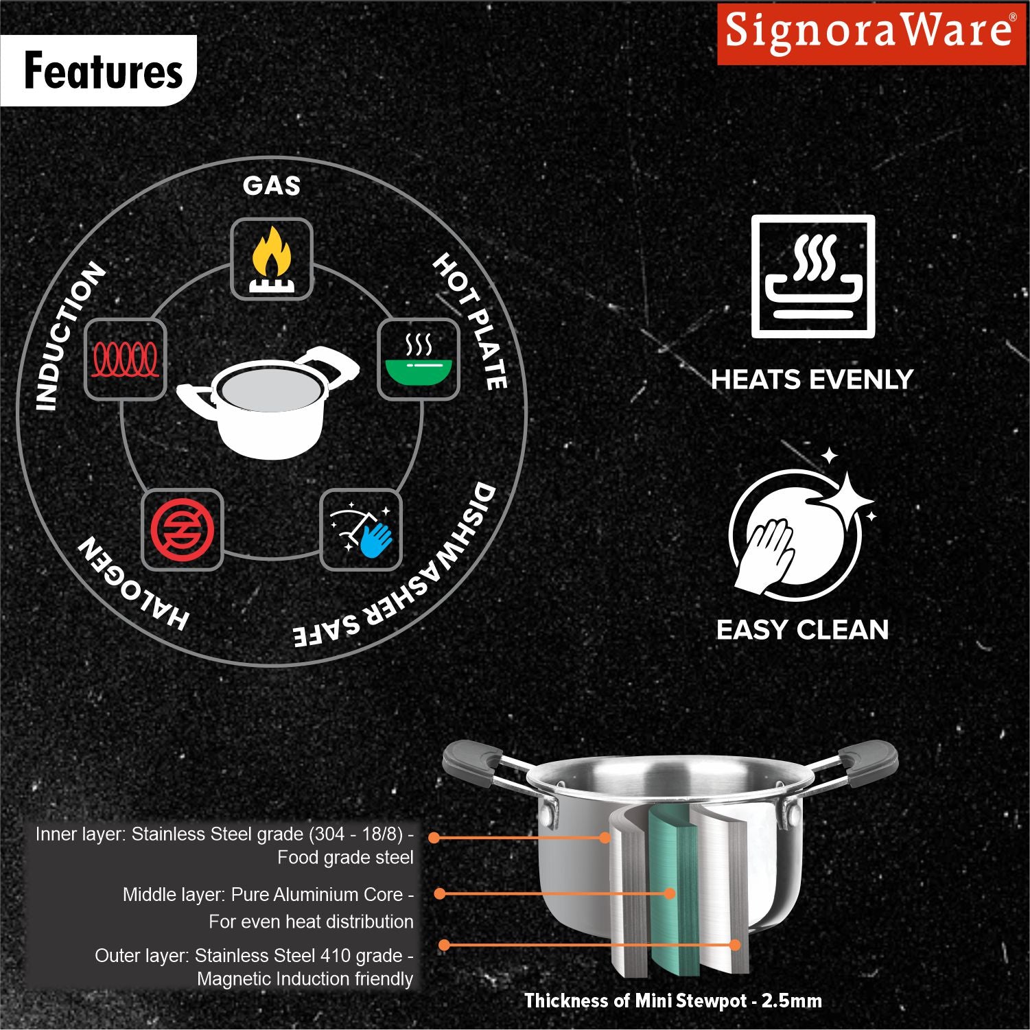 Artista Triply Mini Stewpot 12cm 725ml