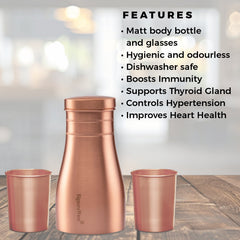 Damaru Bottle with 2 Glass (Matt), 900ml + 275 ml Each Glass