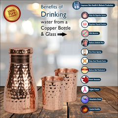 Damaru Bottle with 2 Glass (Hammered), 900ml + 275 ml Each Glass