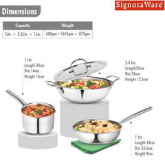 ArtistaTriPly (Kadhai 24cm, Frypan 22cm, Span 14cm, Lid 24cm )