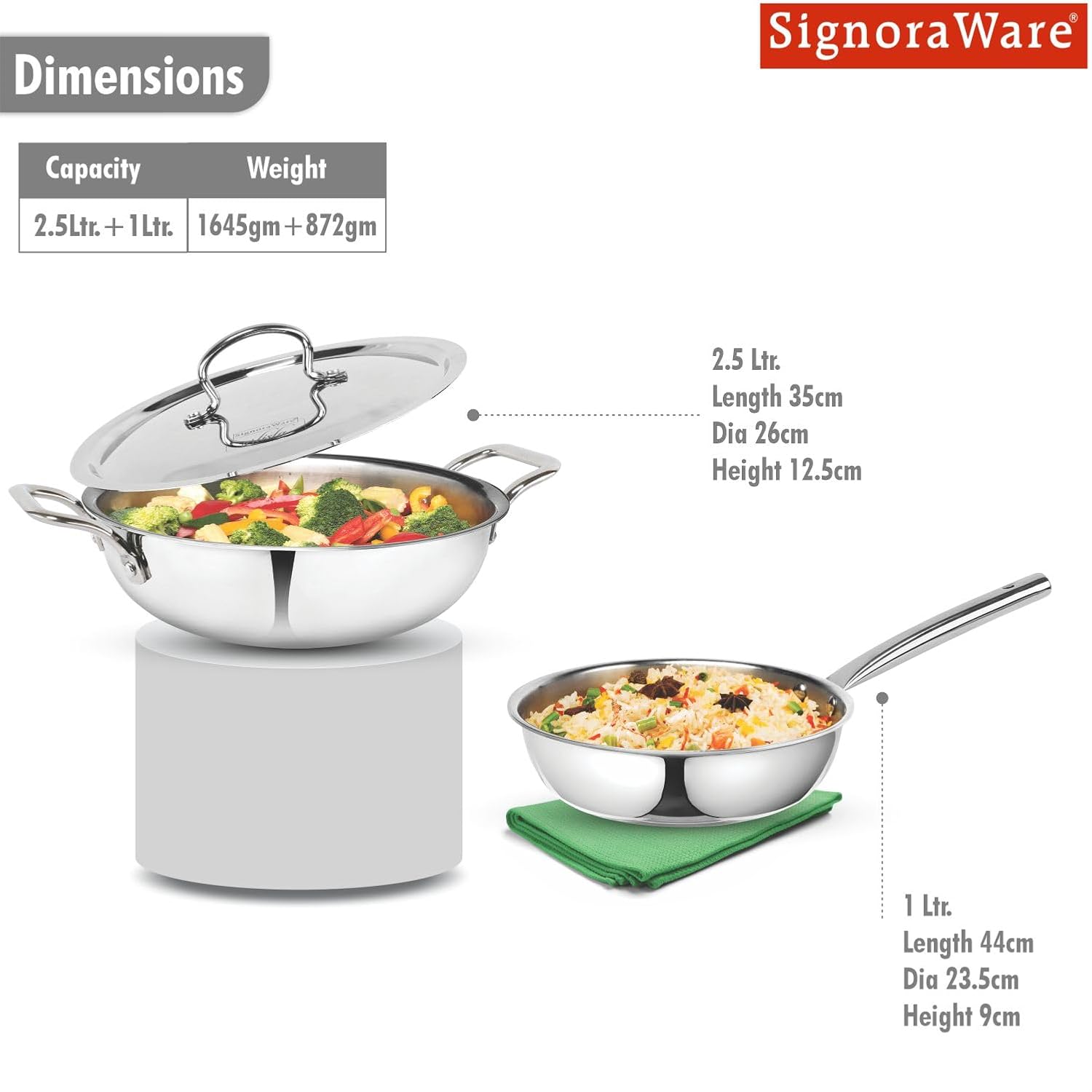 ArtistaTriPly(Kadhai 24cm, Lid 24cm, Frypan 22cm)