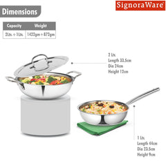 Artista Triply Set (Kadhai 22cm, Lid 22cm & Fry Pan 22cm)