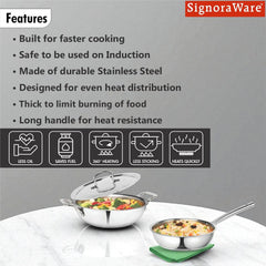 Artista Triply Set (Kadhai 22cm, Lid 22cm & Fry Pan 22cm)