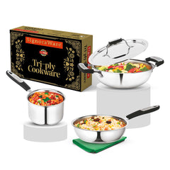 Artista Triply Prime (Kadhai 22cm, Lid 22cm, Frypan 22cm & Saucepan 14cm)