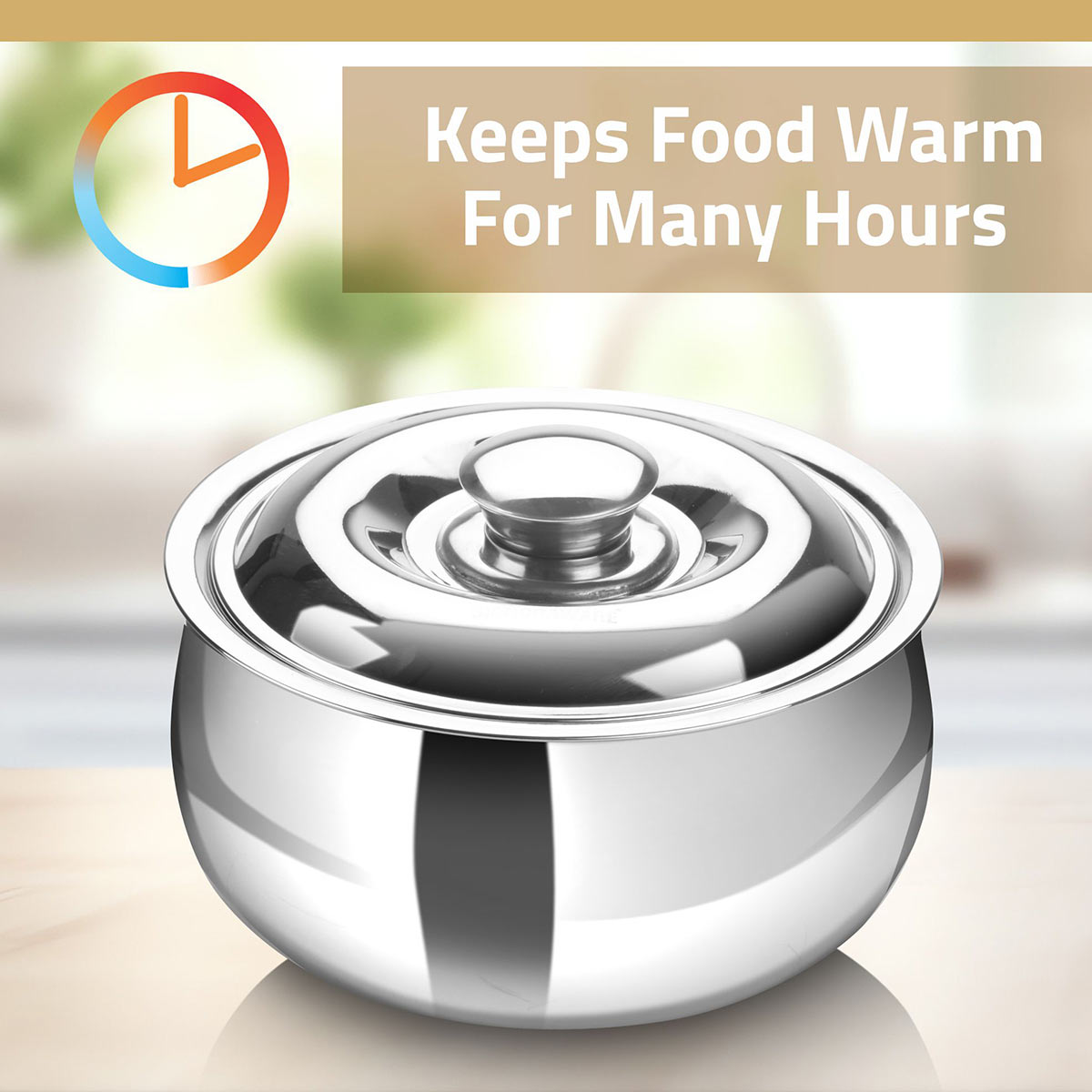 Hot Delight Casserole (Set of 2) 1500ml + 1000ml | Double Wall Stainless Steel Insulated Casserole | Keep Food Hot For Longer Time