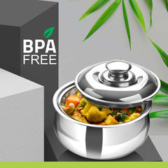 Hot Delight Casserole (Set of 2) 1500ml + 1000ml | Double Wall Stainless Steel Insulated Casserole | Keep Food Hot For Longer Time