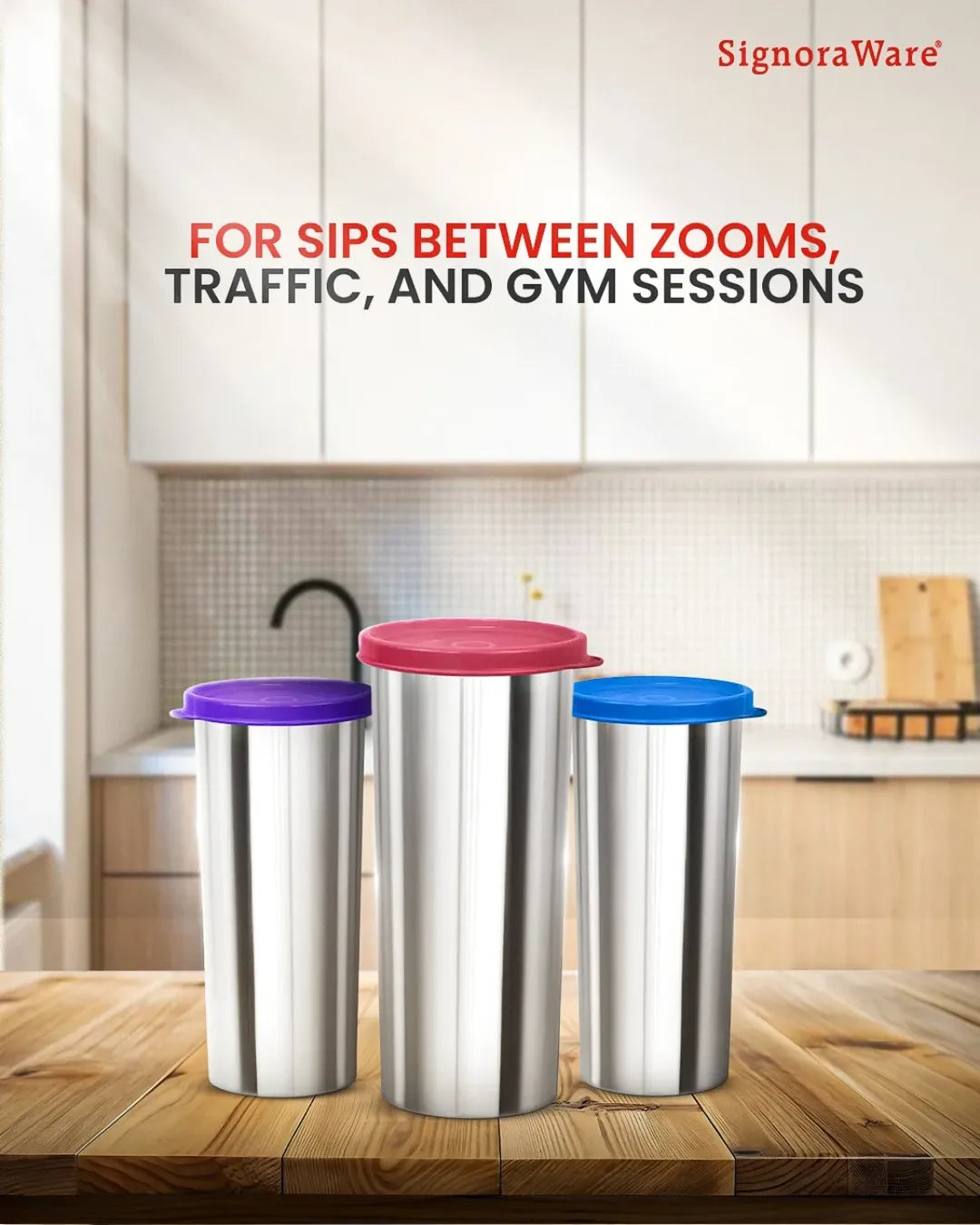 Jumbo Tumbler Steel 500 ml.| Drinking Cups | Reusable Travel Tumbler With Leakproof Lids | To-Go Drink Cups for Juice, Smoothie, Iced Coffee, Milkshake, Cold Drinks & Snacks