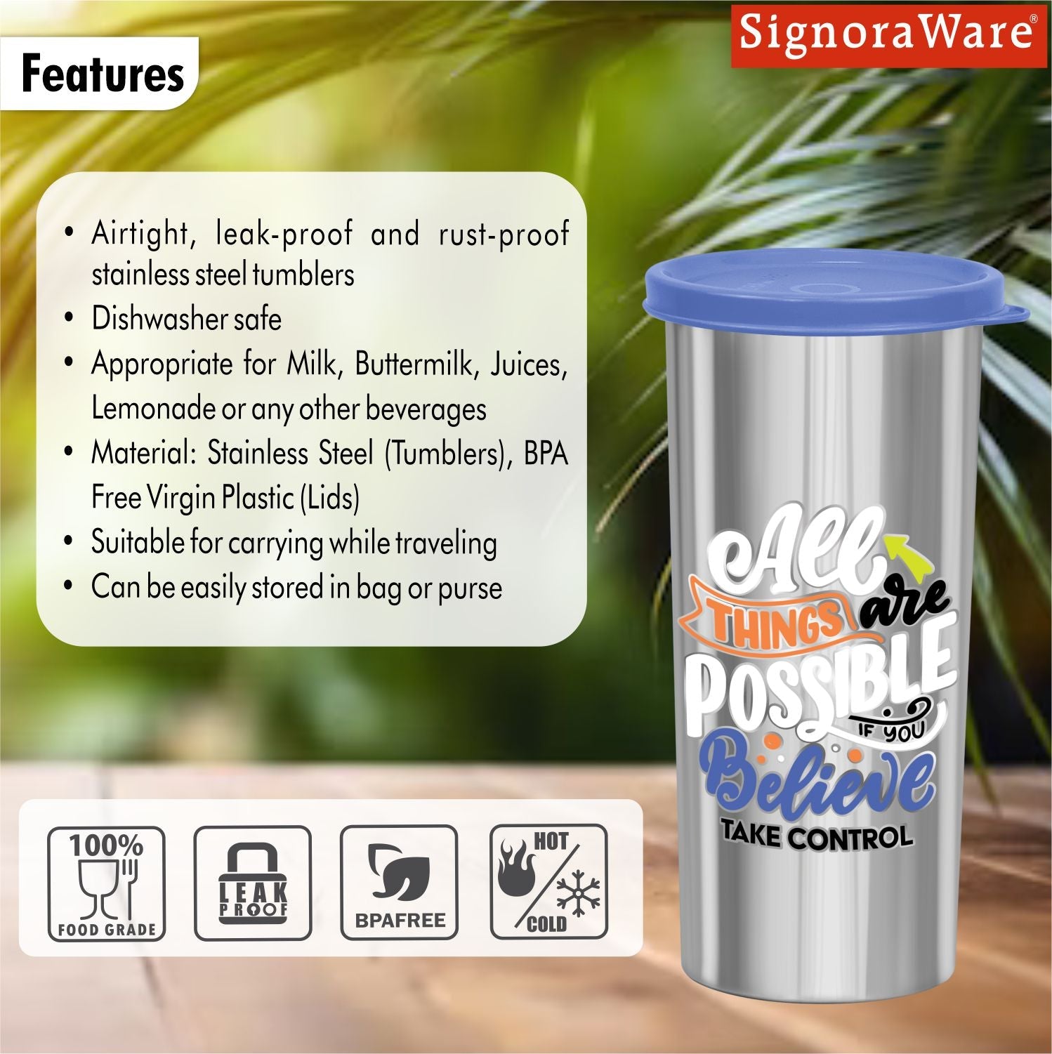 Jumbo Tumbler Steel (Designer) 500 ml