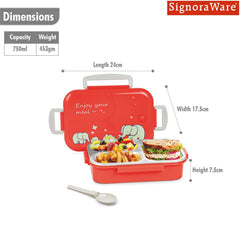 HappyMe Designer Steel Lunch Box 3 Partitions