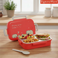 HappyMe Designer Steel Lunch Box 3 Partitions