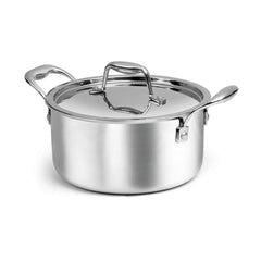 Artista Tri Ply Stewpot 24 cm, 5400ml with Lid | Cooking Pot 18/8 Food Grade Tri Ply Stainless Steel | Durable Soup Pot Stew Simmering Pot