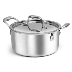 Artista Tri Ply Stewpot 26 cm, 6700ml with Lid | Cooking Pot 18/8 Food Grade Tri Ply Stainless Steel | Durable Soup Pot Stew Simmering Pot