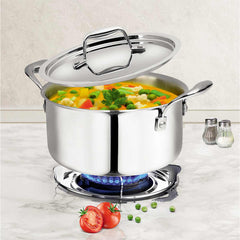 Artista Tri Ply Stewpot 24 cm, 5400ml with Lid | Cooking Pot 18/8 Food Grade Tri Ply Stainless Steel | Durable Soup Pot Stew Simmering Pot