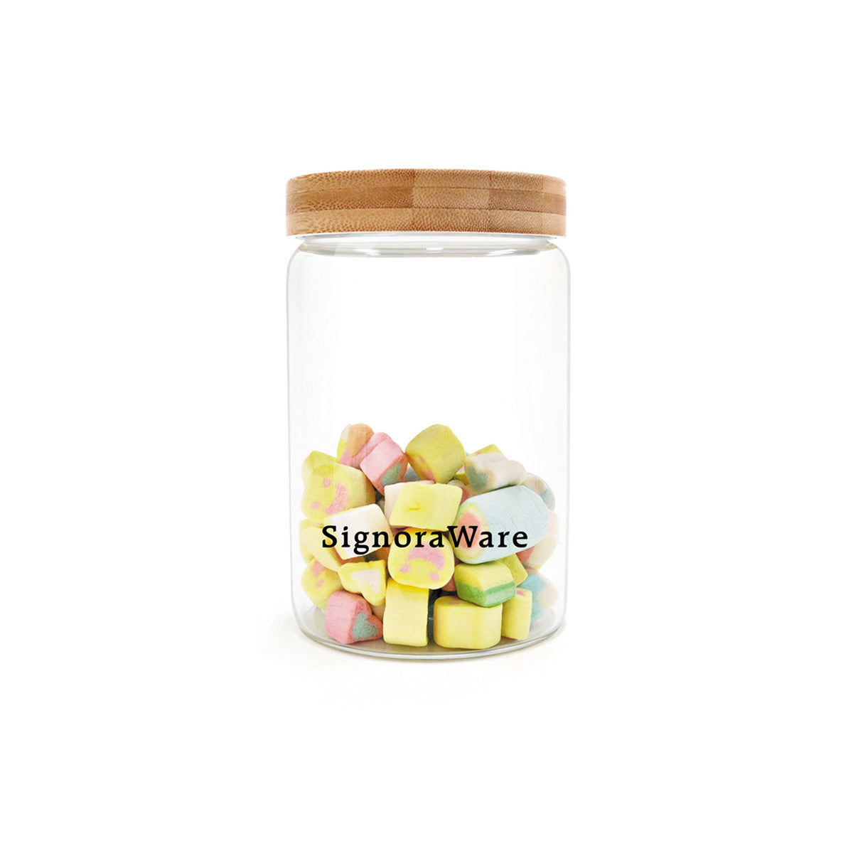 Glaze Jar with Bamboo Lid 900 ml | Air-Tight Storage Container For Kitchen | Glass Jar For Storing Spices, Grains, Dals