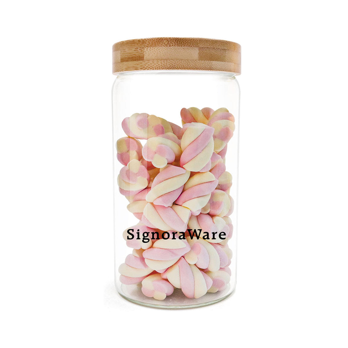 Glaze Jar with Bamboo Lid 1200 ml | Air-Tight Storage Container For Kitchen | Glass Jar For Storing Spices, Grains, Dals