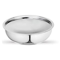 Artista Triply Stainless Steel Shallow Tasla with Lid| Silver (Induction and Gas Stove Friendly), 28cm, 4600ml