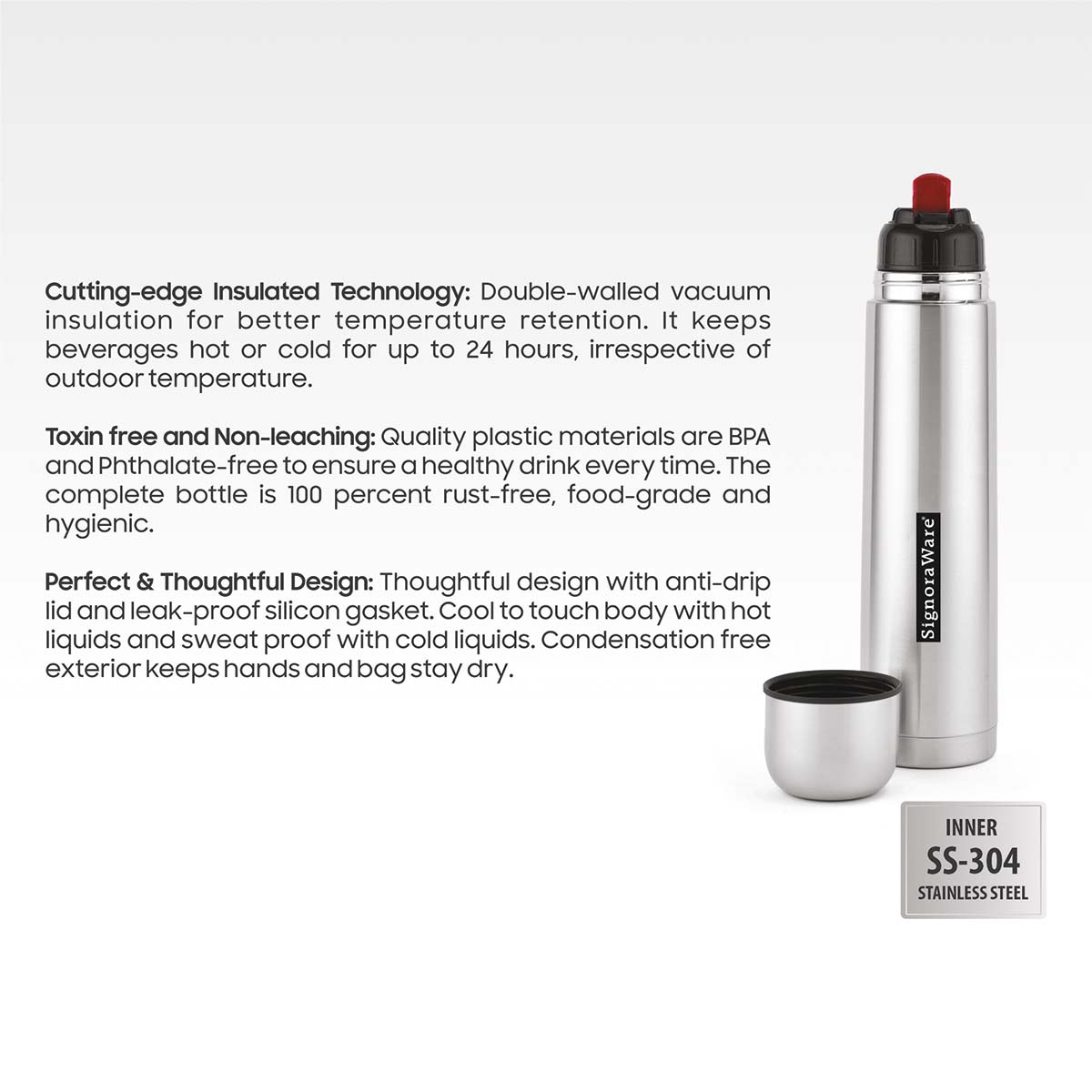 Bullet Vacuum Steel Bottle with Bag 1000 ml. | Flask |